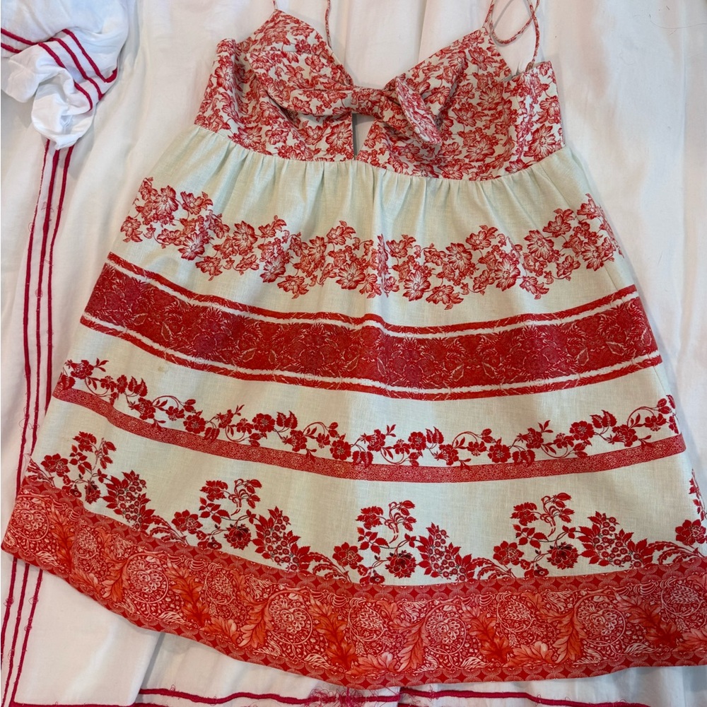Alice and Olivia Red Floral Spaghetti-Strap  Dress